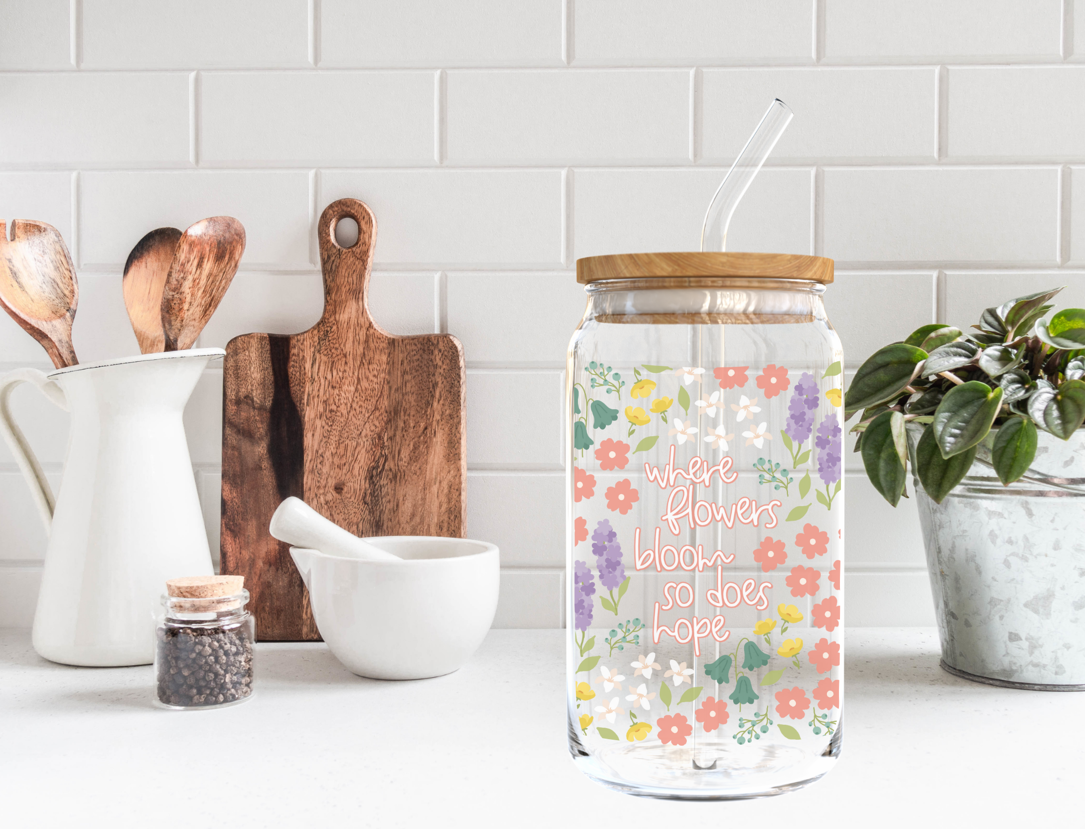 Where Flowers Bloom Glass Cup