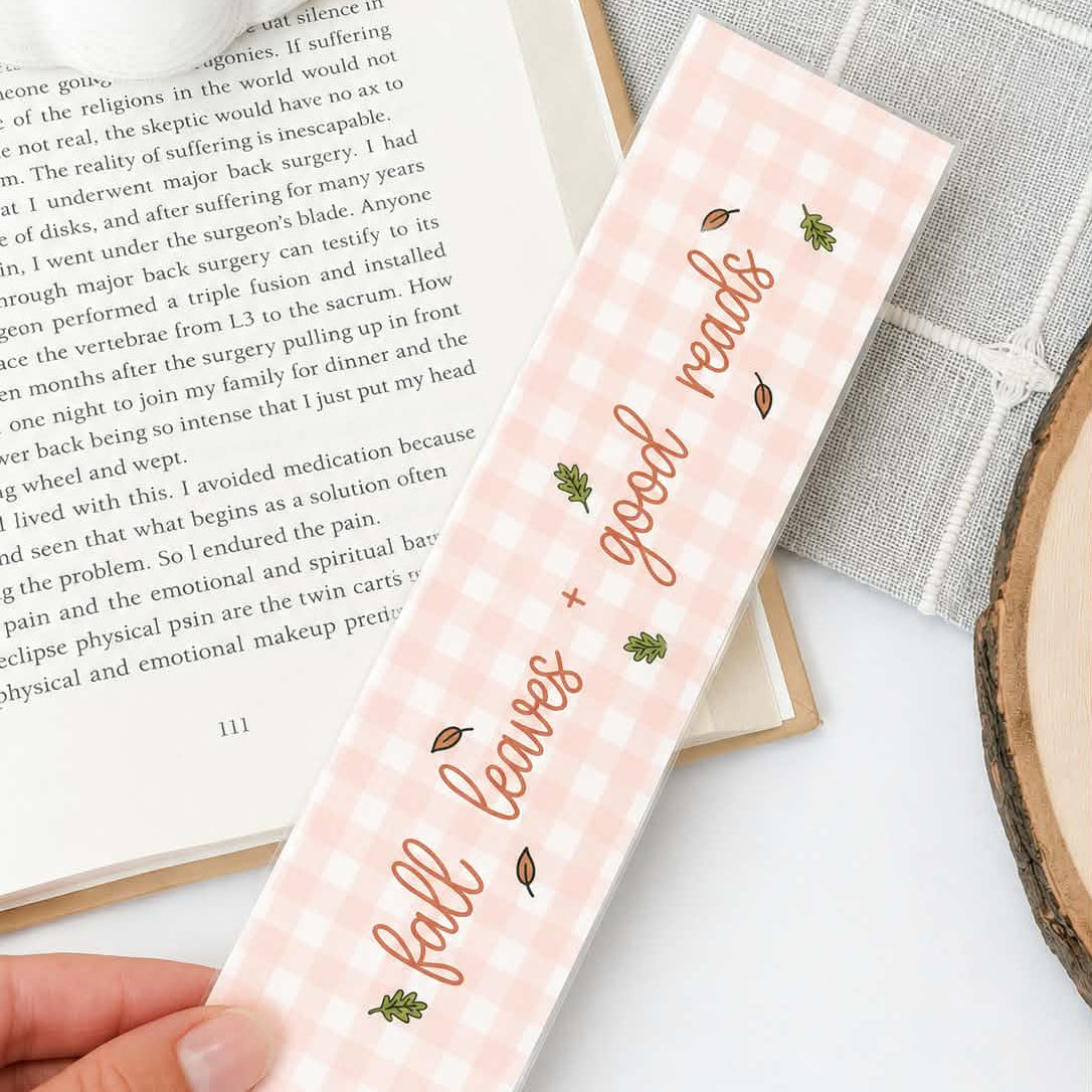 Fall Leaves + Good Reads Laminated Bookmark