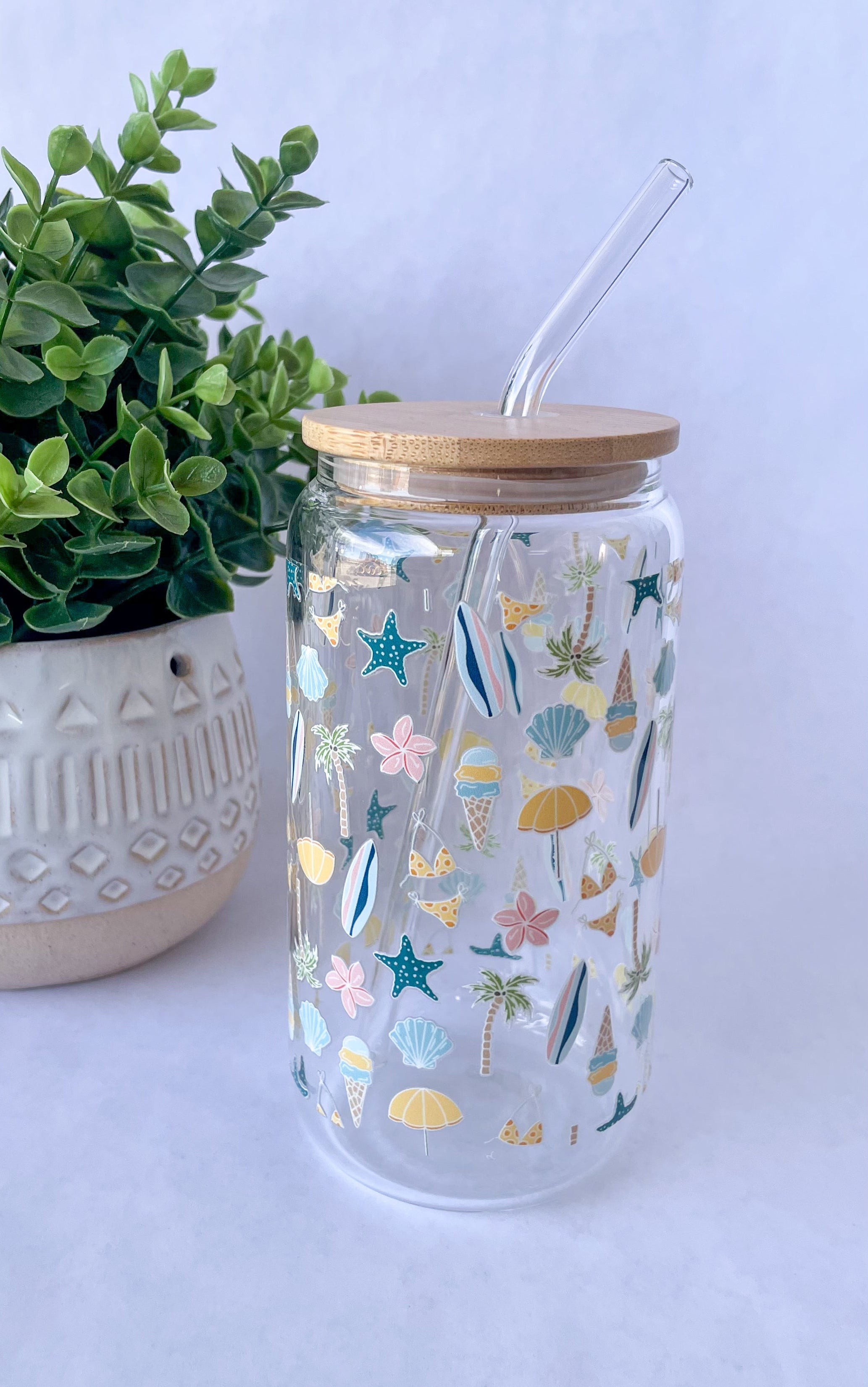 Pastel Summer Glass Cup