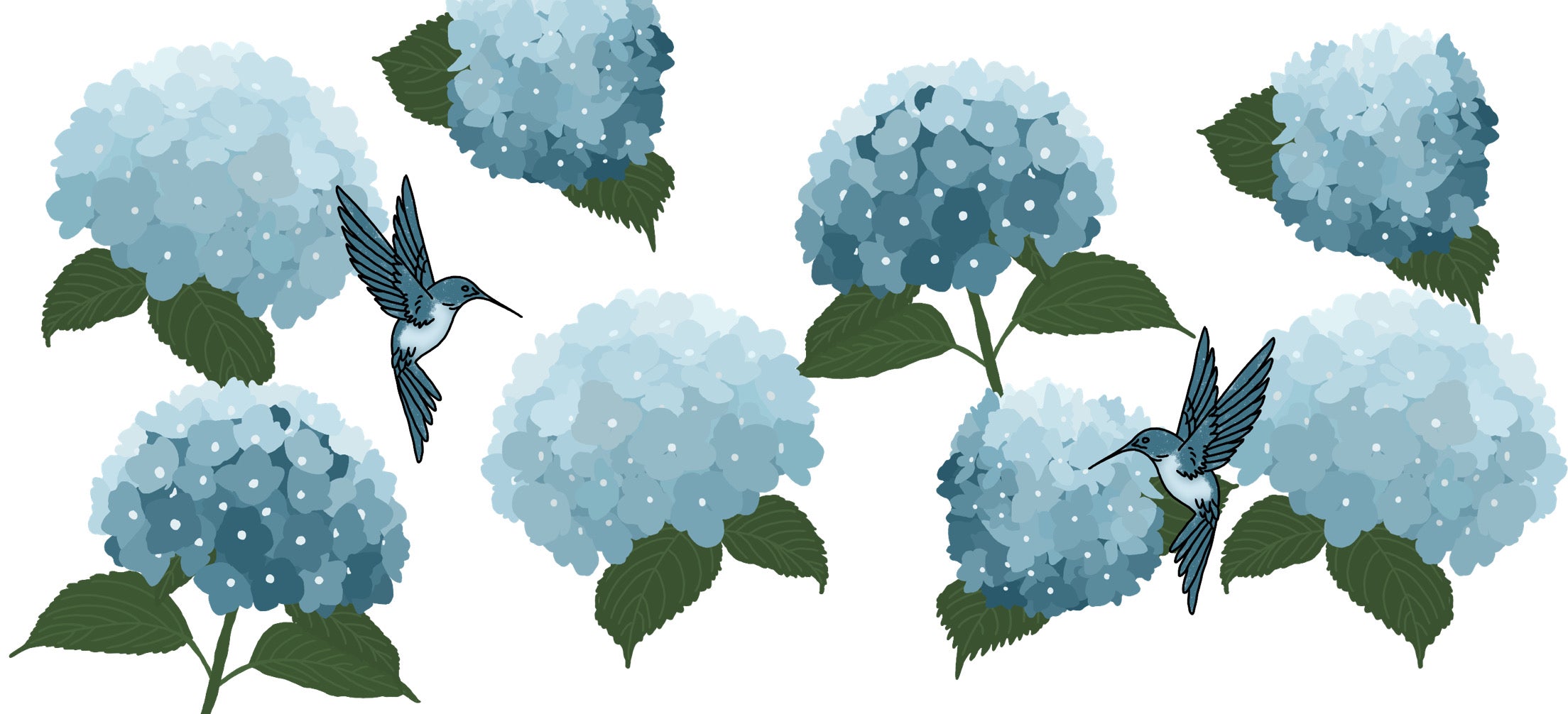 Hydrangeas and Hummingbirds Glass Cup