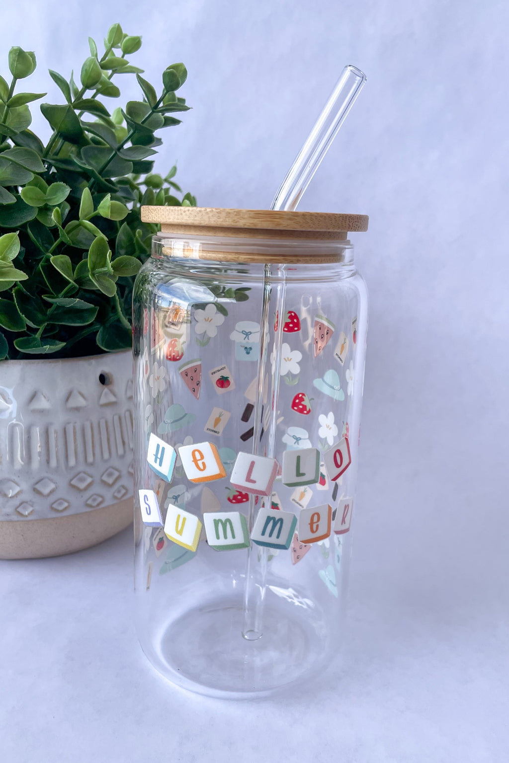 Hello Summer Glass Cup
