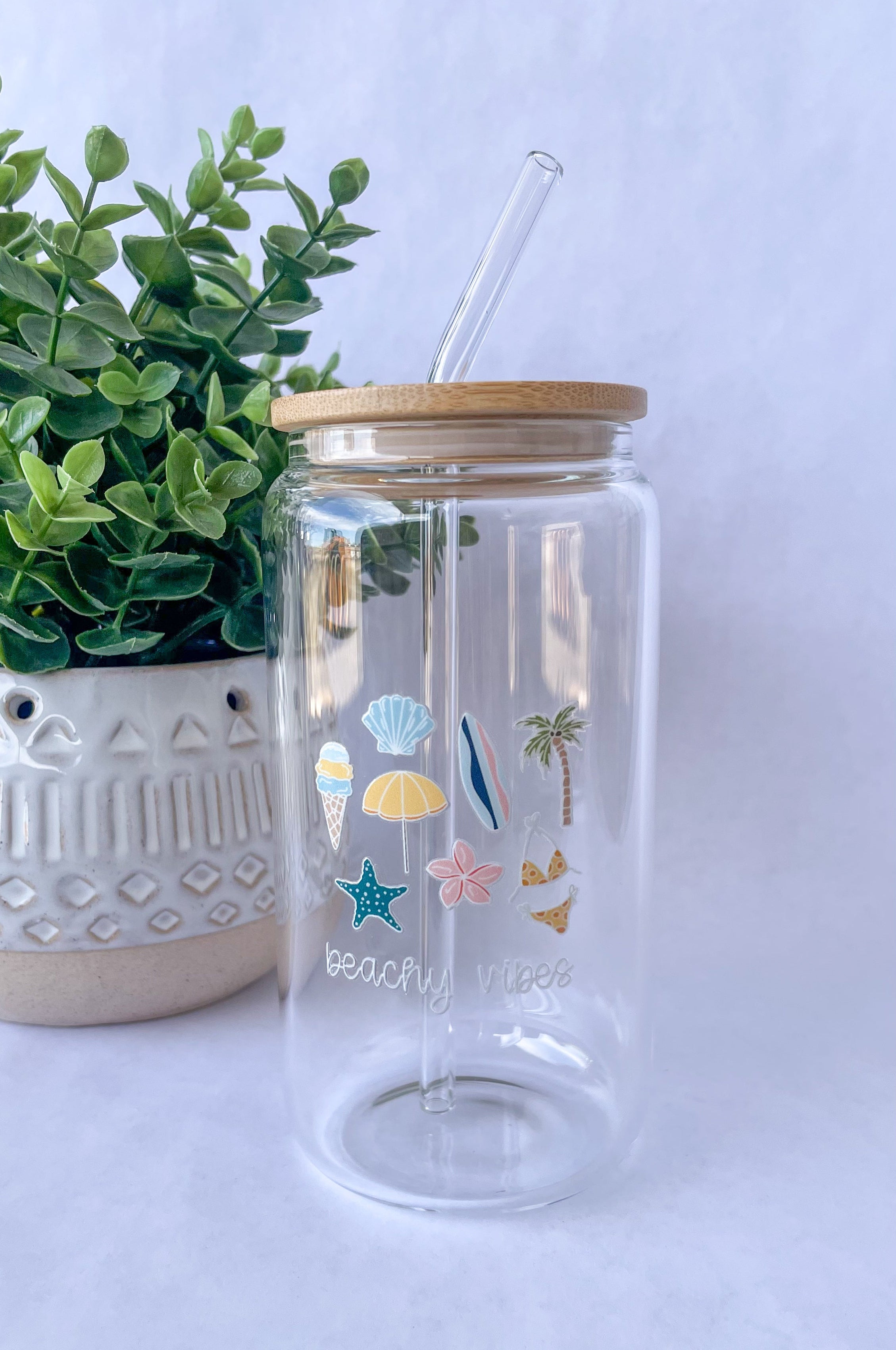 Beachy Vibes Glass Cup