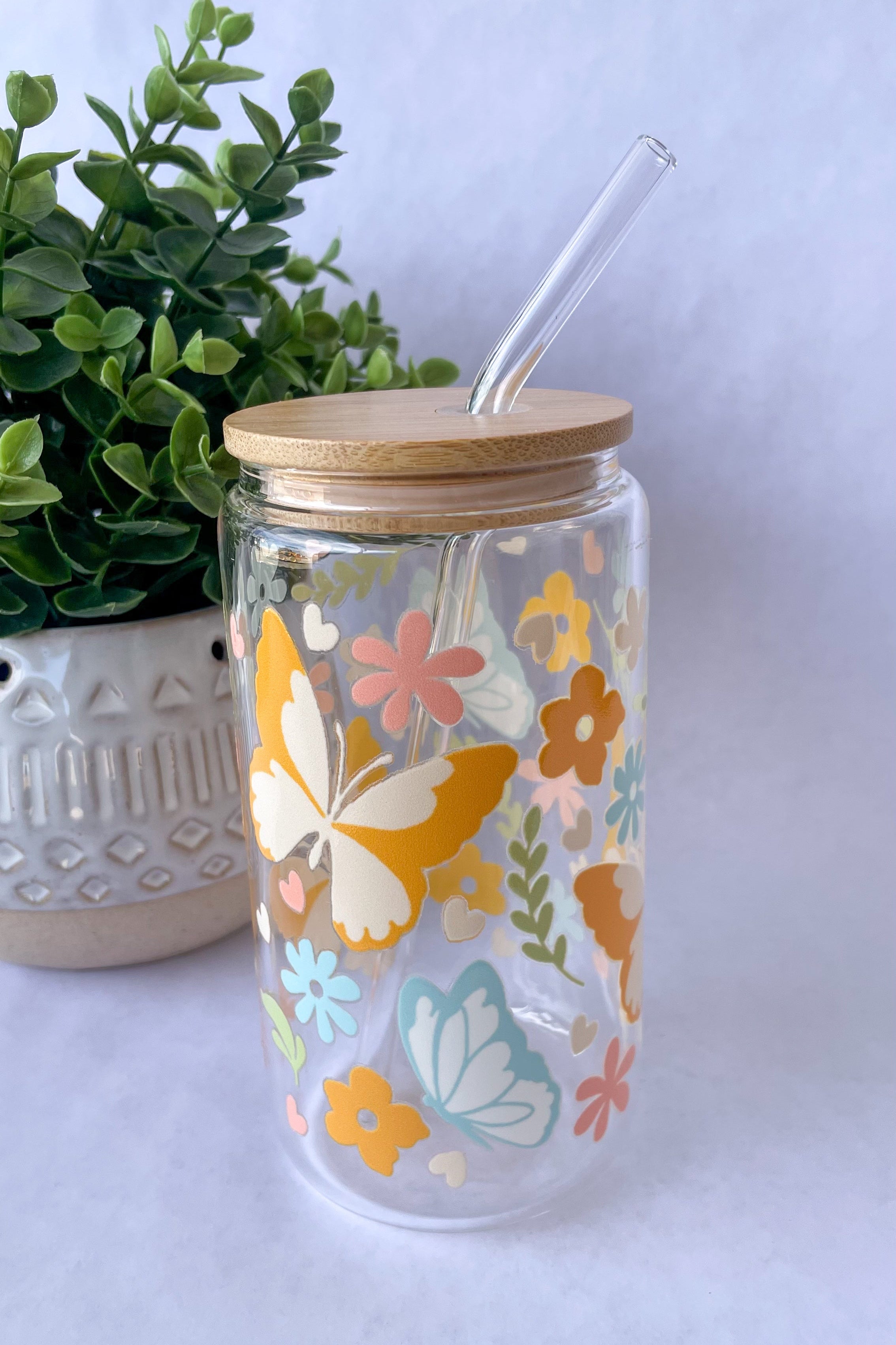 Butterfly Glass Cup